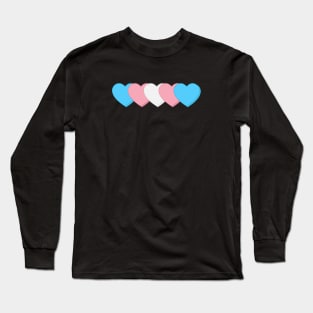 Trans Flag Hearts Long Sleeve T-Shirt